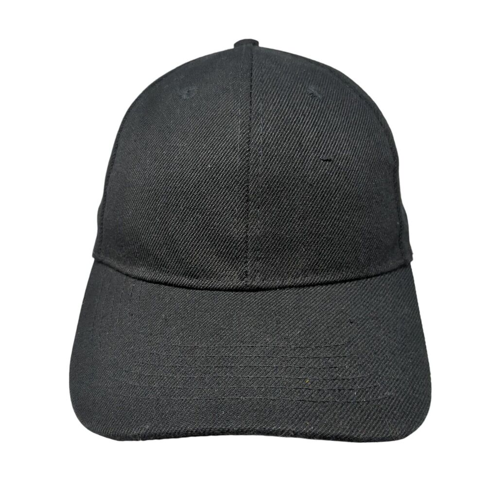 Unbranded Strapback Hat Black One Size Adjustable Vented Holes 6 Panel Blank